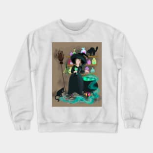 Witch brewing potion Halloween Crewneck Sweatshirt